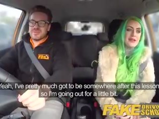 Fake Driving School Wild Ride for Tattooed Busty beauty