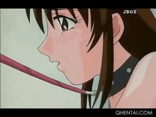Hentai Teen x rated film Slave Gets Pussy Vibrated Doggy Style