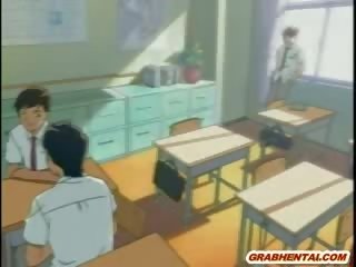 Bondage manga student gets shoved tube into her butt