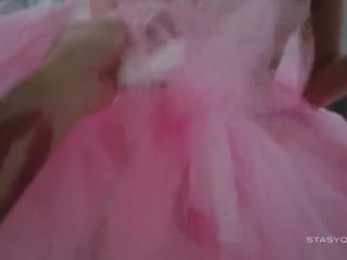 Adorable Sveta Dancing Wearing a Pink Ballerina Tutu Dress