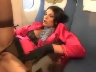 Lucky passenger licking stewardess wet pussy