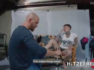 Hitzefrei Tattooed Short Haired MILF Takes a Big dick