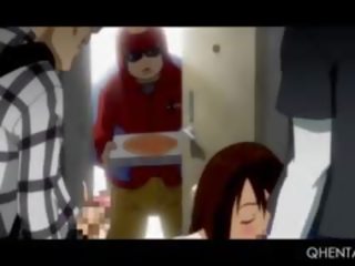 Busty hentai người giúp việc gangbanged lõi cứng được bukakke