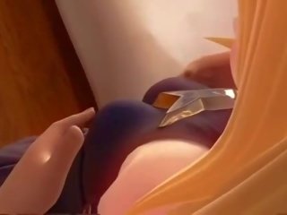 Blonde animated angel having dirty clip