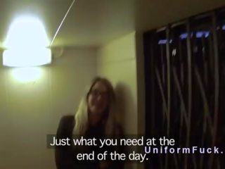 Police officer fucks blonde in elevator