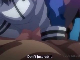 Hentai tramp jumping cum loaded phallus on the floor