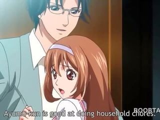 Redhead anime school doll seducing her pretty teacher